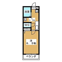 ウィズ上野毛 1Kの間取図画像