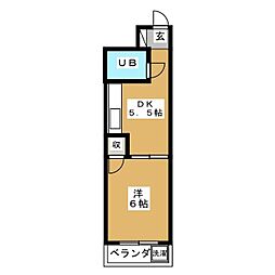 ハイツグリーングラス 1DKの間取図画像
