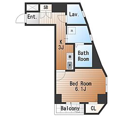 プレール・ドゥーク用賀 1Kの間取図画像