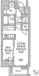 アジールコート松濤 4階1LDKの間取り