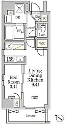 アジールコート松濤 7階1LDKの間取り