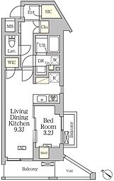 アジールコート松濤 10階1LDKの間取り
