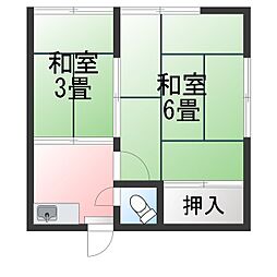 代田荘 1Kの間取図画像