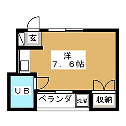 カーサ卯月 ワンルームの間取図画像