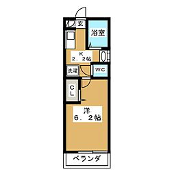 セレ赤堤 1Kの間取図画像