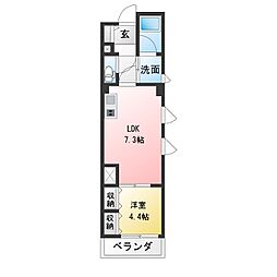 アキモトビル2nd 1LDKの間取図画像
