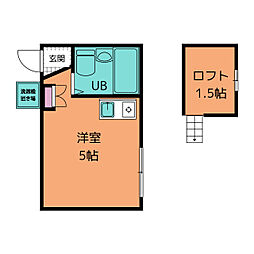アーバネックス 2階ワンルームの間取り