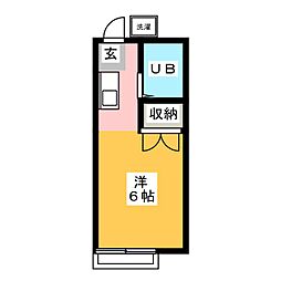 ヒラマツハイツ ワンルームの間取図画像