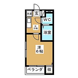 セットレーヴ 1Kの間取図画像