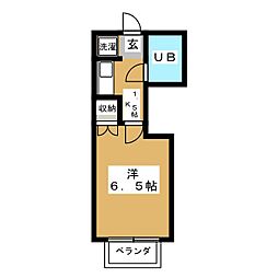 ハイムオレオ 2階1Kの間取り