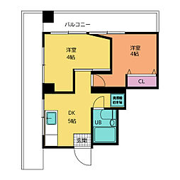 マコト・パレス 5階2DKの間取り