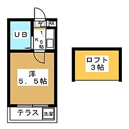 ホワイトハウス尾山台 1階1Kの間取り