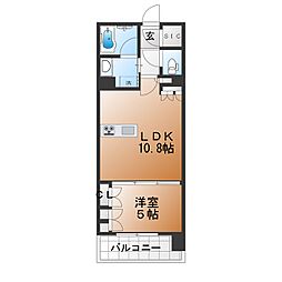 パークリュクス目黒 8階1LDKの間取り