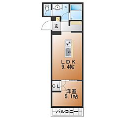 FADEN二子 1LDKの間取図画像