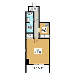 エバーガーデン自由が丘 1Kの間取図画像