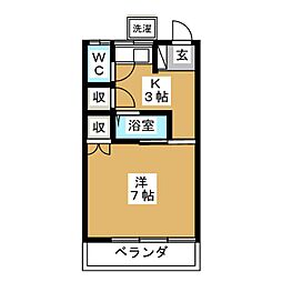 増山アパート 1Kの間取図画像