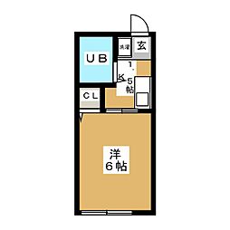 マジマB 1Kの間取図画像