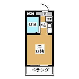 ヴェルヴィ旗の台 ワンルームの間取図画像