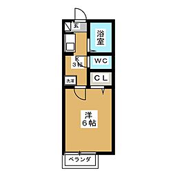 エバラケイスイハイツ 1Kの間取図画像
