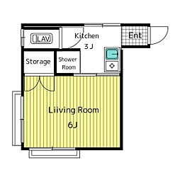 東急東横線 都立大学駅 徒歩13分の賃貸アパート 2階1Kの間取り