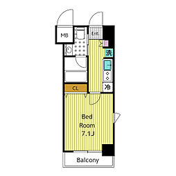 レジディア中目黒II 5階1Kの間取り