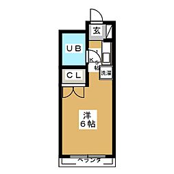 アネックス平町 2階ワンルームの間取り