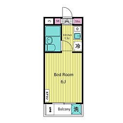 ロータリー祐天寺第2 3階ワンルームの間取り