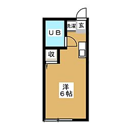 弥生レジデンスA ワンルームの間取図画像
