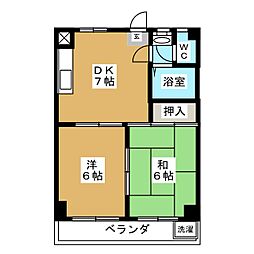 京急本線 雑色駅 徒歩5分の賃貸マンション 3階2DKの間取り