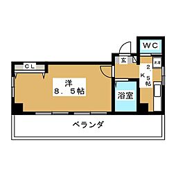 東急多摩川線 鵜の木駅 徒歩6分の賃貸マンション 3階1Kの間取り