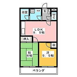 マツイチサンパレスＮＯ1 1階2LDKの間取り