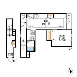 MMA　メゾンケイ 2階1LDKの間取り