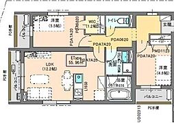 Resonare W 3階2LDKの間取り
