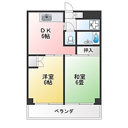 ハイライフ鈴啓 2DKの間取図画像