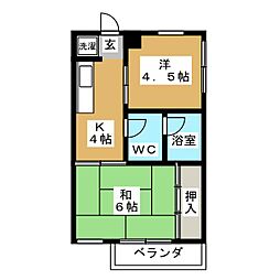 丸梅マンション 2Kの間取図画像