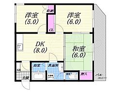 グリーンライフ北夙川 3DKの間取図画像