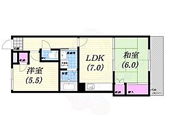 光永コート 2DKの間取図画像