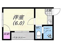 モンヴィラージュ苦楽園 1Kの間取図画像