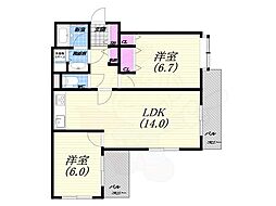 フォルム夙川37 2LDKの間取図画像