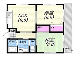 福島ハイツ 2LDKの間取図画像