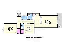 LaLaBrezza芦屋翠ヶ丘 2LDKの間取図画像
