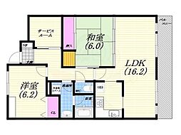 ファミーユ苦楽園 2SLDKの間取図画像
