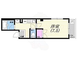 フレンズB 1Kの間取図画像