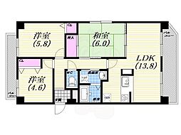 アーバネックス芦屋業平 3LDKの間取図画像