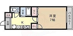 パールレジデンス2 1Kの間取図画像