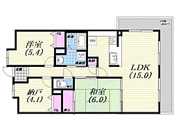 アーバネックス芦屋業平 2SLDKの間取図画像