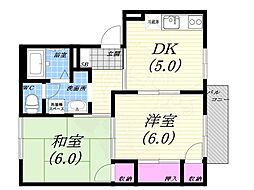 マニャーナ夙川 2DKの間取図画像