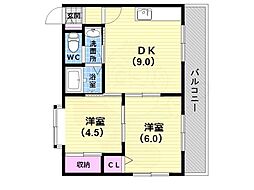 メゾン・ド・レグルス 2DKの間取図画像