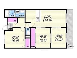 ライゼックス甲陽園 3LDKの間取図画像