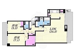芦屋ソルステージュ 2LDKの間取図画像